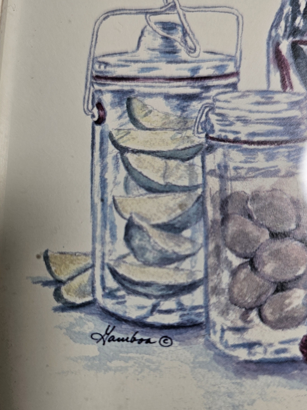 VTG Mini Watercolor Still Life Art Print In Whitewashed Wood Frame Artist Signed - Picture 4 of 6